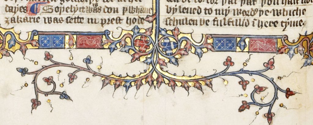 Decoration from Luke 1 in Egerton MS 618 f.35v